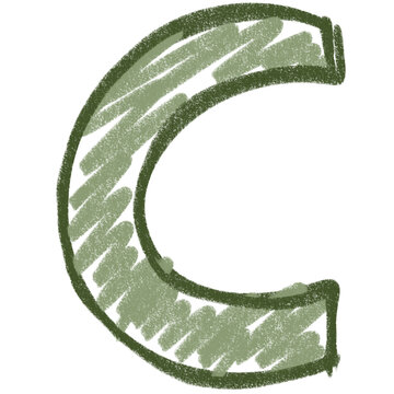 Handdrawn doodle letter C illustration