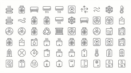 Fototapeta premium Collection of air conditioning and heating system icons