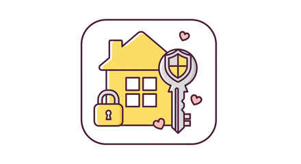 Fototapeta premium House icon with key and lock symbolizing property security