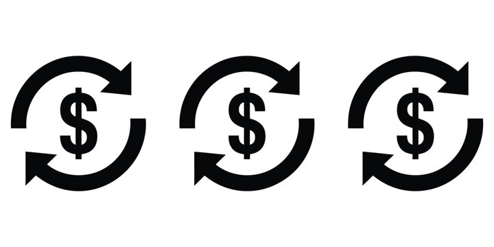 chargeback vector flat icons featuring refund, return money, payment reversal, and transaction dispute financial symbols.