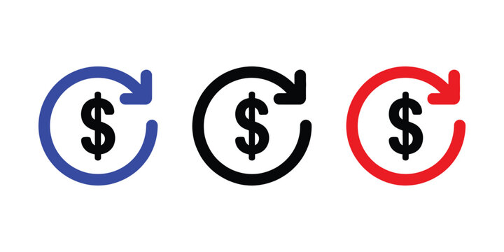 chargeback vector flat icons featuring refund, return money, payment reversal, and transaction dispute financial symbols.