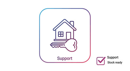 Fototapeta premium House icon with key represents homeownership or real estate concept