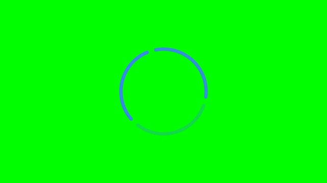 A blue circle is drawn on a green screen background