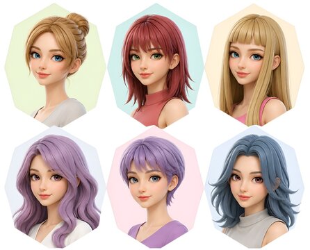 3D Female Portrait Collection Based on Original Hand-Drawn Artwork