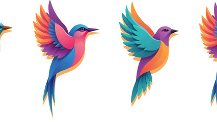 Fototapeta premium colorful birds with wings spread wide in flight beautiful avian creatures