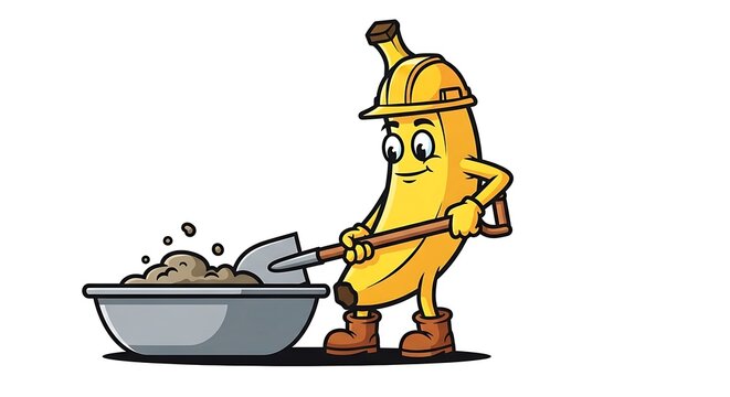 Cartoon man repairing a broken toilet with wrench.