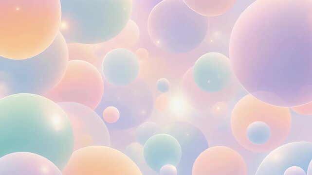 Soft pastel-colored translucent spheres floating on a light gradient background