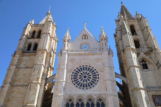 The Cathedral of Leon (Saint Mary of Regla) in Leon city, Spain