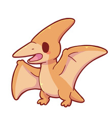 Authentic Hand Drawn Cute Pteranodon Illustration – Kawaii Chibi Flying Dinosaur Character Original Illustration © Vegeca-creppycute