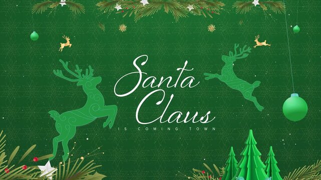 Santa Claus Typography, Christmas Concept Green Background