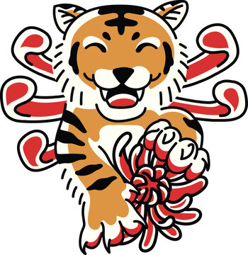 cute japanese tiger kiku flowers
