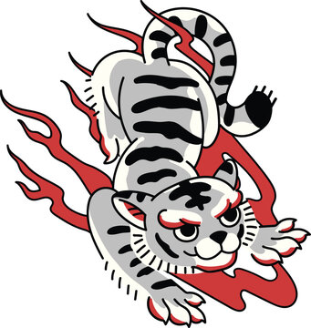 cute japanese white tiger flame dynamic