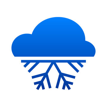 S&iacute;mbolo de invierno. Icono nevada. Logo con dibujo minimalista de un copo de nieve sim&eacute;trico con la silueta de una nube