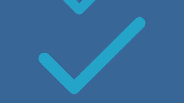 A blue checkmark on a white background.