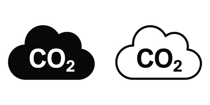 cloud co2 icon illustration featuring carbon dioxide symbol for environmental impact, pollution, and climate awareness concepts.