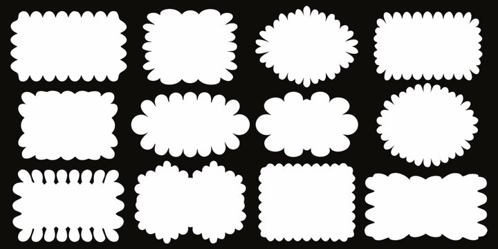White Silhouette Frames Collection Against Black Background