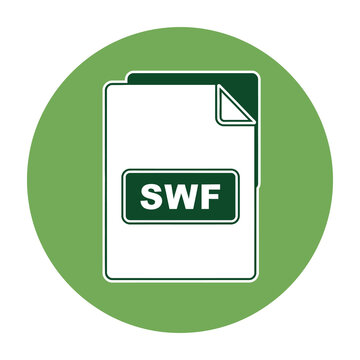 SWF file icon on green circle background symbol