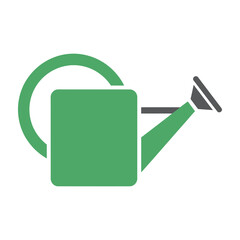 Obraz premium Green watering can icon with curved spout and handle on white background simple symbol