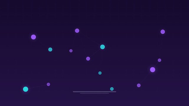 Animated Pulsing neural nodes connections amethyst concept loop