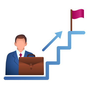 Career Growth Icon, Entry Level Job, Professional Development, Promotion, Career Path, Employee Success and Business Progress Illustration