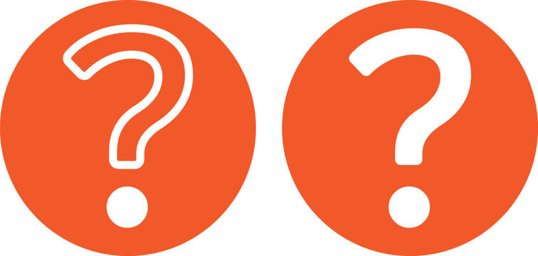 PrintSet of four modern question mark icons in various black outline styles .Question mark icon in circular outline. FAQ and support symbol