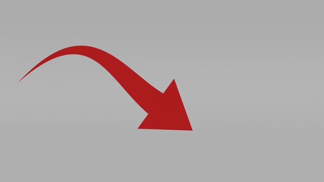 Animated Red Curved Arrow Moving Across a Gray Background &ndash; 3D Motion Graphics