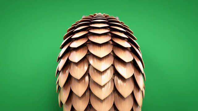 High-quality 3D cartoon pangolin slowly shuffling left, overhead view revealing intricate scaled armor on its