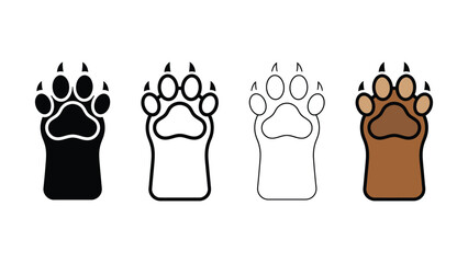 Four different colored animal paw prints on white background © vector artist
