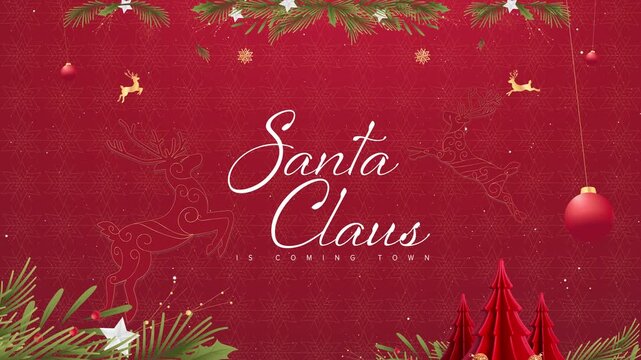 Santa Claus Typography, Christmas Concept Red Background