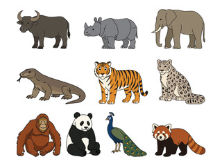 Obraz premium Asian Wildlife Animals Clipart Collection