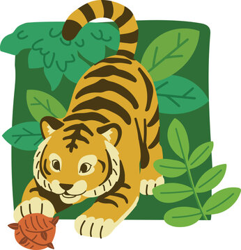 cute little tiger playing ball