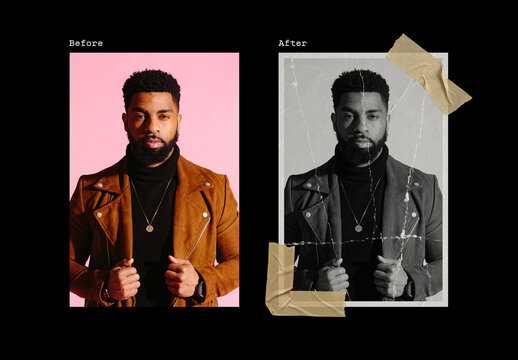 Old Damaged Photo Effect Mockup