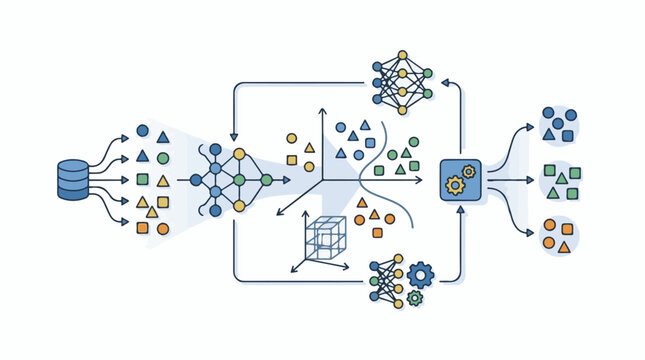Diagram illustrating data processing and machine learning classification