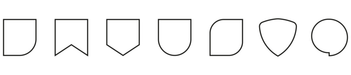Obraz premium Set of diverse geometric outline shapes and modern badge frames