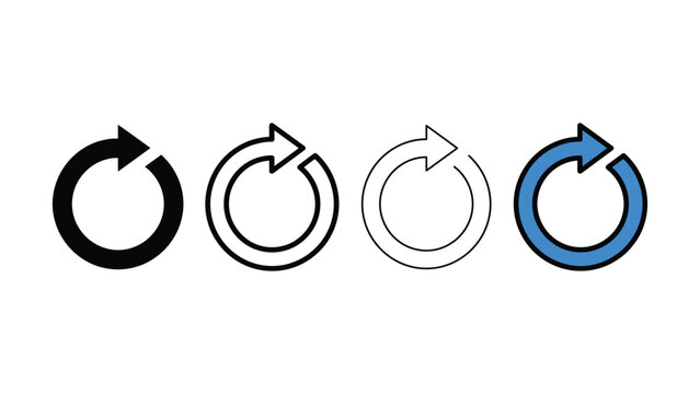 Four different colored circular arrow icons on white background