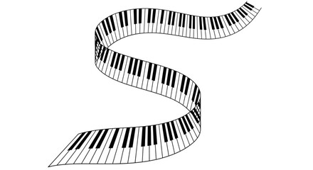 Naklejka premium Abstract Wavy Piano Keyboard Ribbon Illustration