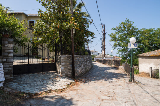 Street and architecture in Kalamaki village, central Pelion, central Greece