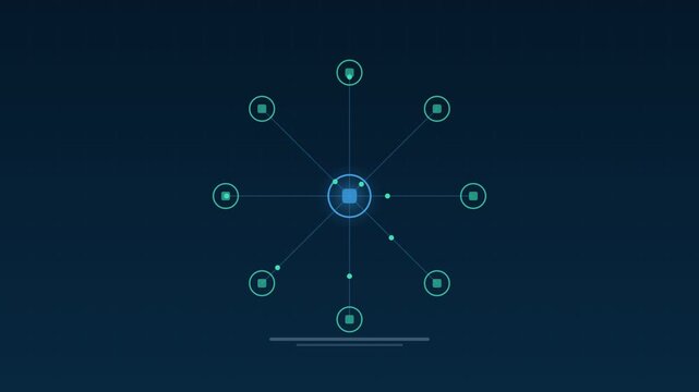 Animated Connected smart office network cerulean concept loop
