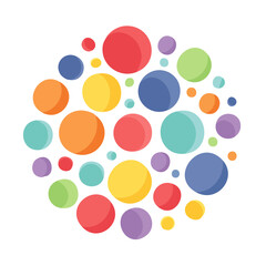 Fototapeta premium Cluster of colorful flat circles on transparent background