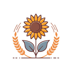 Obraz premium Sunflower and wheat emblem
