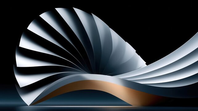 Single jet turbine blade abstract sculpture in dramatic studio lighting on dark background