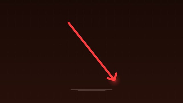 Animated Red arrow pointing down financial loss coral concept loop