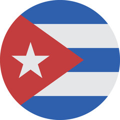 Naklejka premium cuba round flag icon, cuban circular national flag symbol isolated on white background, caribbean country emblem vector illustration