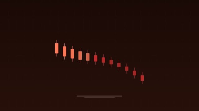 Animated Bearish candlestick chart falling coral concept loop