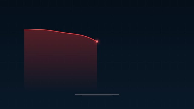 Animated Stock market crash falling red graph sky concept loop