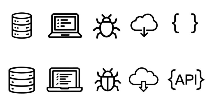 Programming Database and Api Icons for Software Development Project