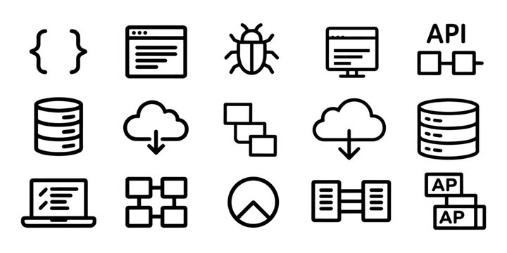 Programming Vector Icon Set for Software Development and Web Design