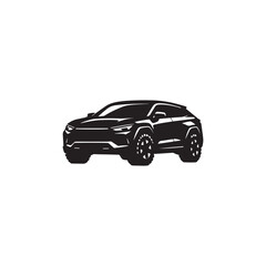 Fototapeta premium Luxury SUV Perspective Black Silhouette Vector Illustration Isolated on White