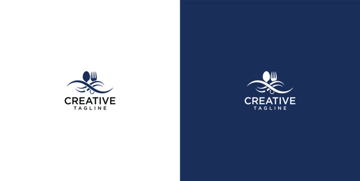 Elegant restaurant logo with fork, spoon, and cutlery elements, perfect for culinary businesses and dining establishments