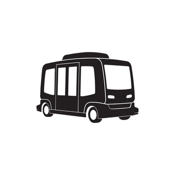 Autonomous Electric Shuttle Bus Black Silhouette Vector Isolated on White Background